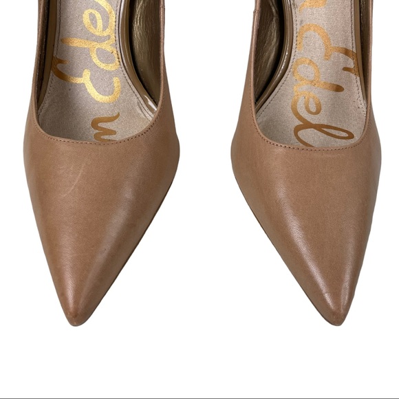 Sam Edelman Beige Pointed Toe Heel Soft Leather - Women’s Size 10 - 4 Inch Heel - Picture 3 of 11